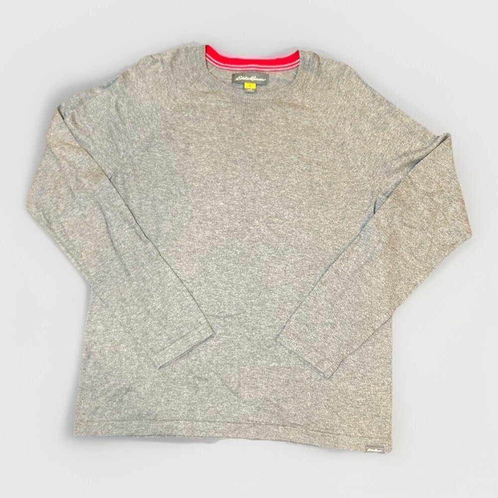 Eddie Bauer Cashmere Blend Sweater Men's Size Large Grey Lightweight Casual Soft